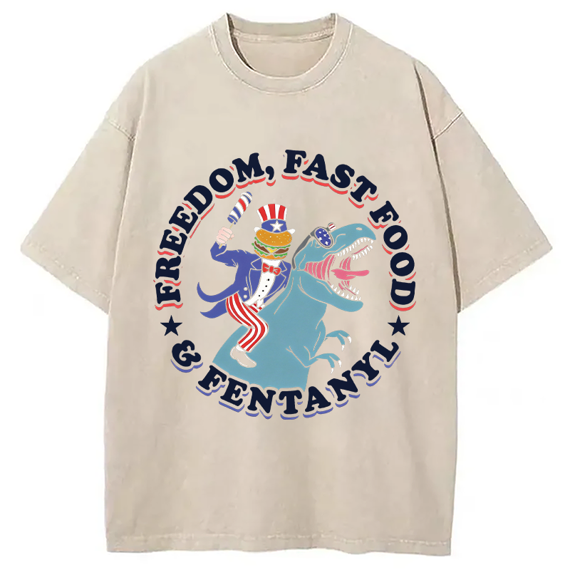 Modecanvas Freedom Fast Food DTG Printing Washed T-Shirt