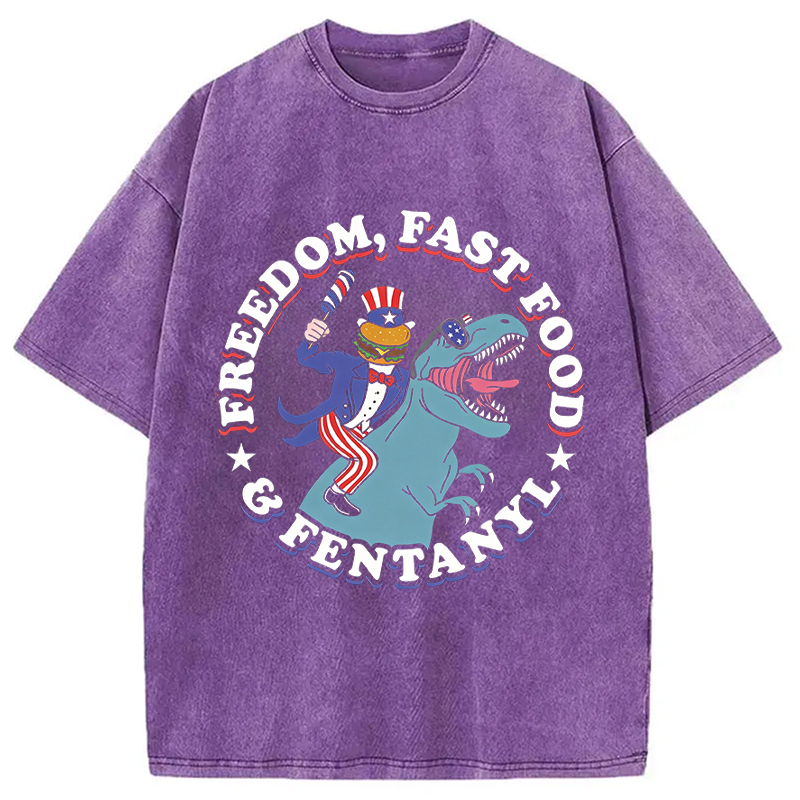 Modecanvas Freedom Fast Food DTG Printing Washed T-Shirt