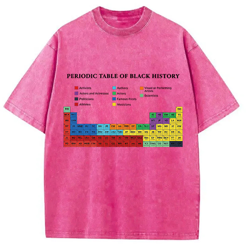 Modecanvas Periodic Table Of Black History DTG Printing Washed T-Shirt