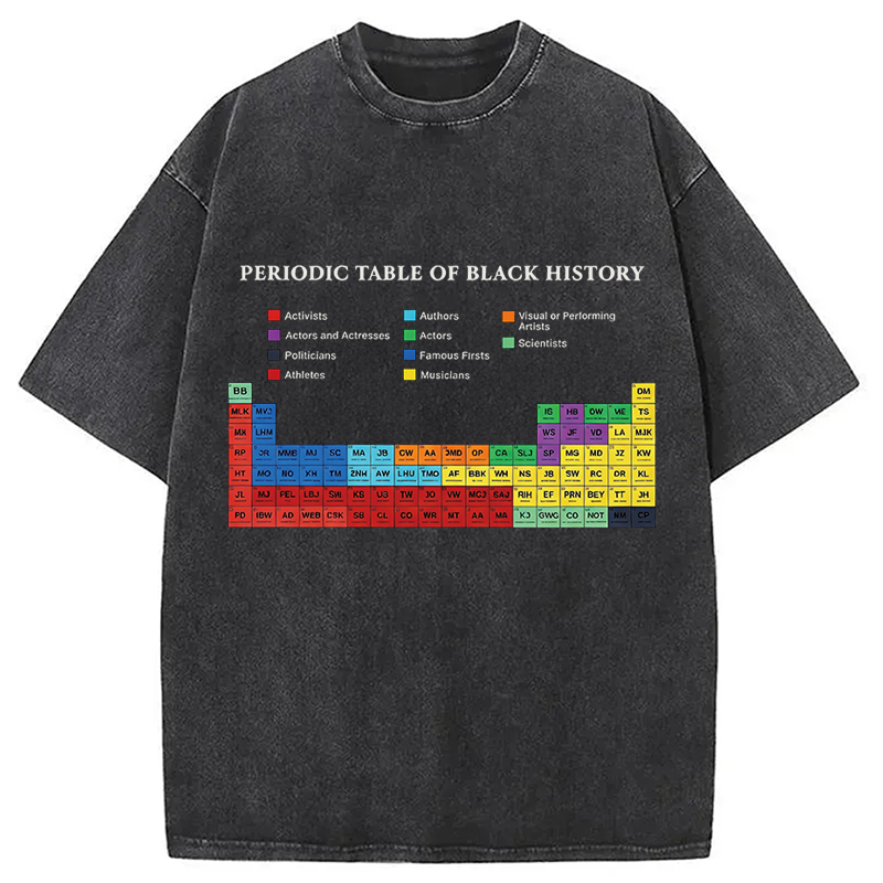 Modecanvas Periodic Table Of Black History DTG Printing Washed T-Shirt