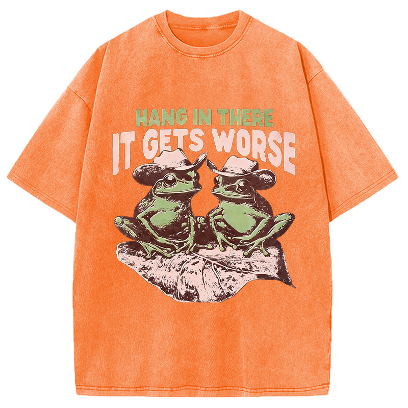 Modecanvas Sarcastic Frog DTG Printing Washed T-Shirt