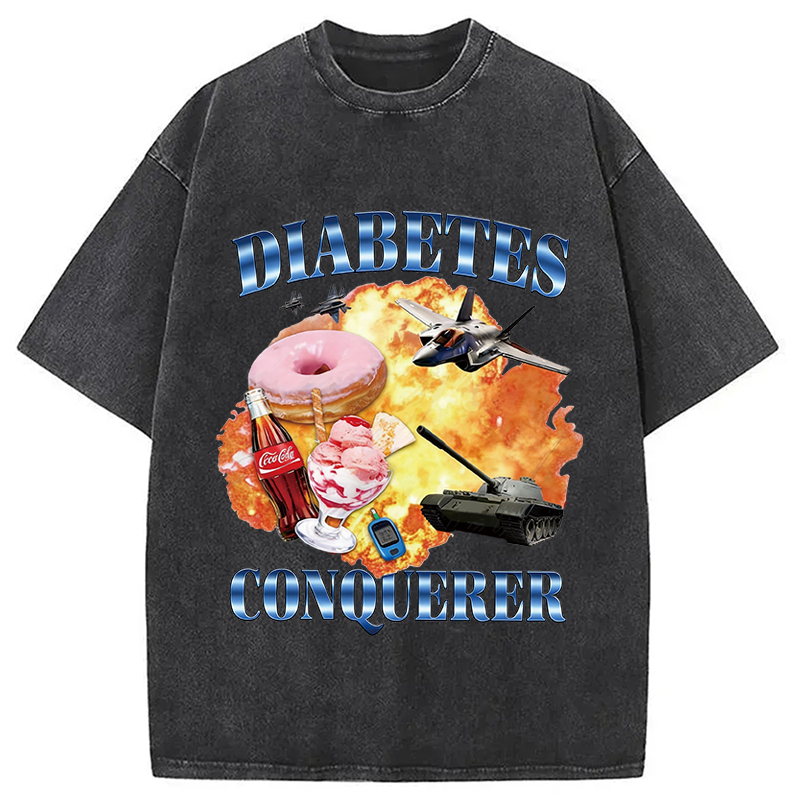 Modecanvas Diabetes Conqueror DTG Printing Washed T-Shirt