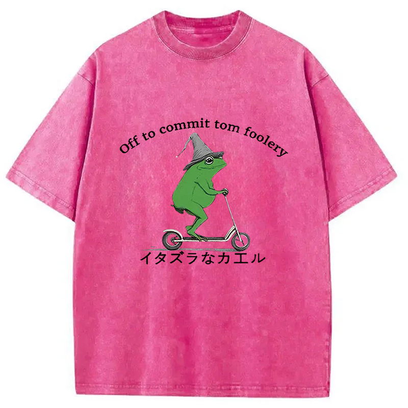 Modecanvas Stupid Frog Washed T-Shirt-modecanvas