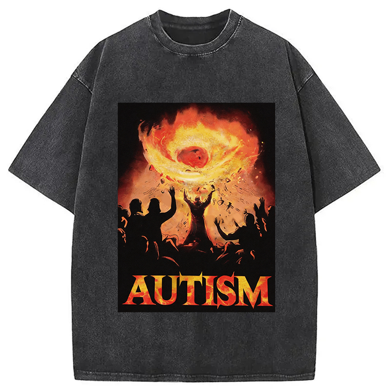 Modecanvas Autistic Funny Edgy Meme DTG Printing Washed T-Shirt