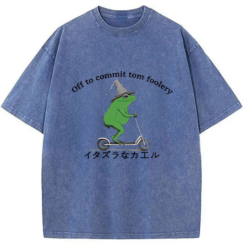 Modecanvas Stupid Frog Washed T-Shirt-modecanvas