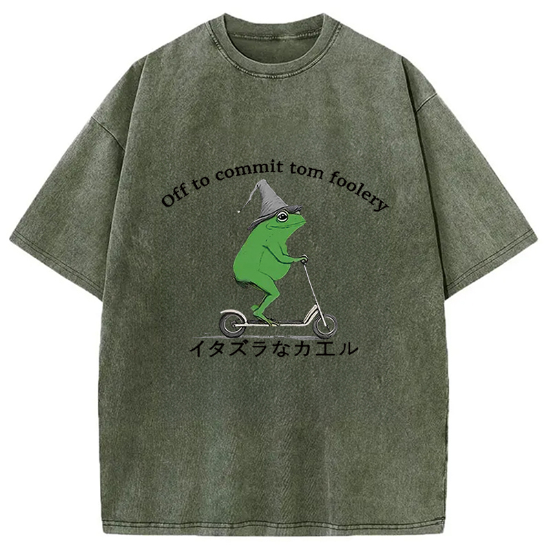 Modecanvas Stupid Frog Washed T-Shirt-modecanvas
