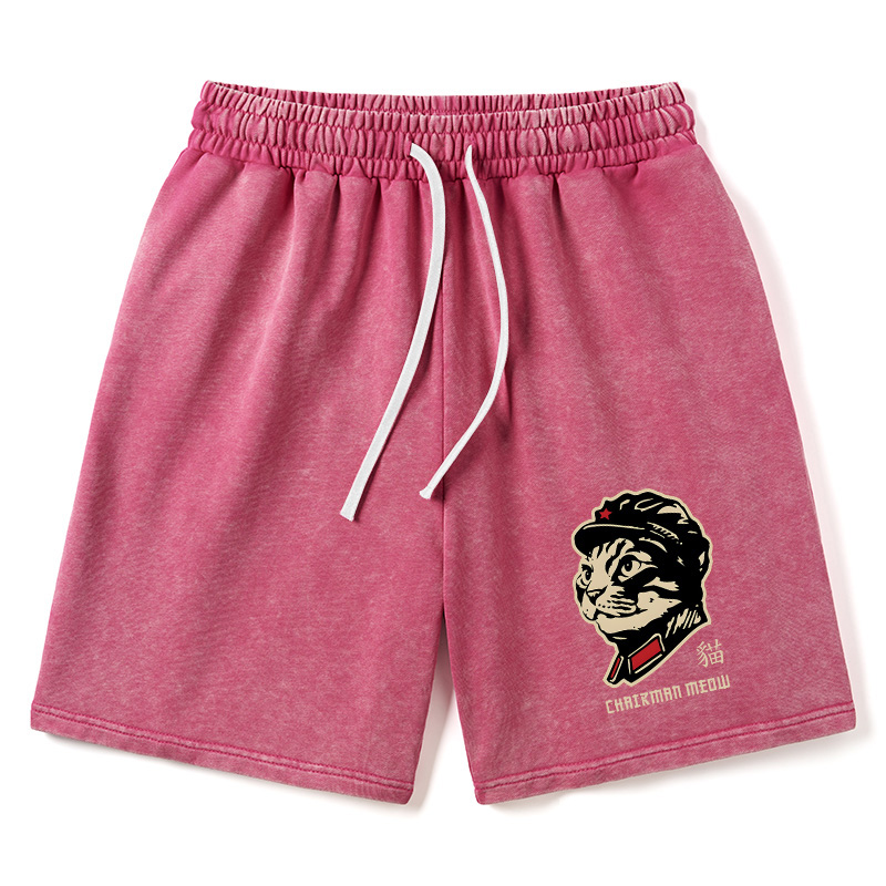 Modecanvas Chinese Spirit Cat Washed Shorts