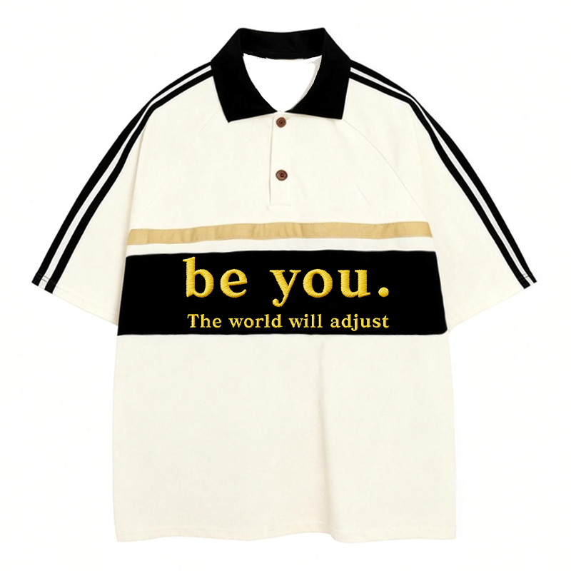 Modecanvas Be You The World Will Adjust Polo Embroidered T-Shirt