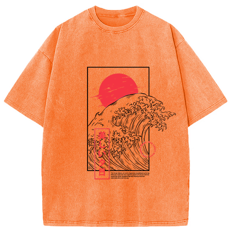 Modecanvas The Great Wave Vintage Washed T-Shirt