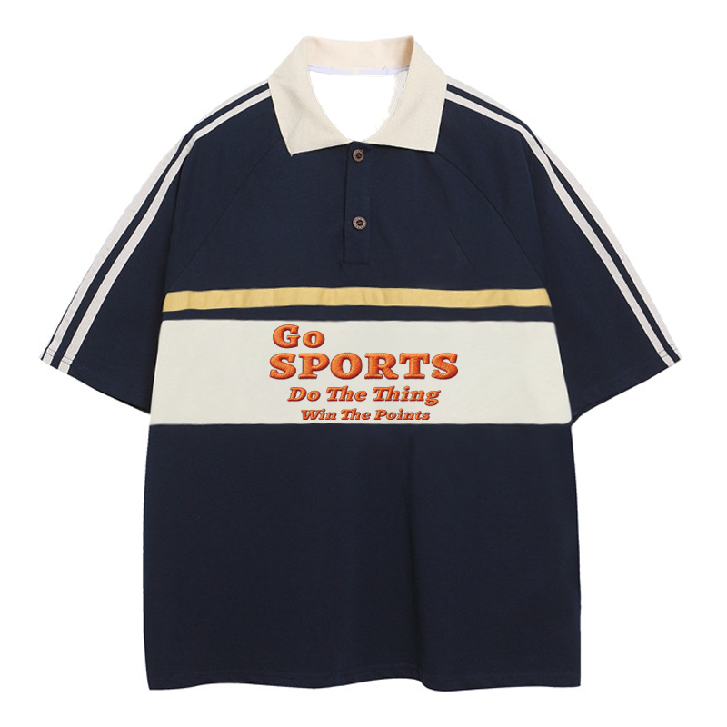 Modecanvas Go Sports Do Thing Win The Points Polo Embroidered T-Shirt