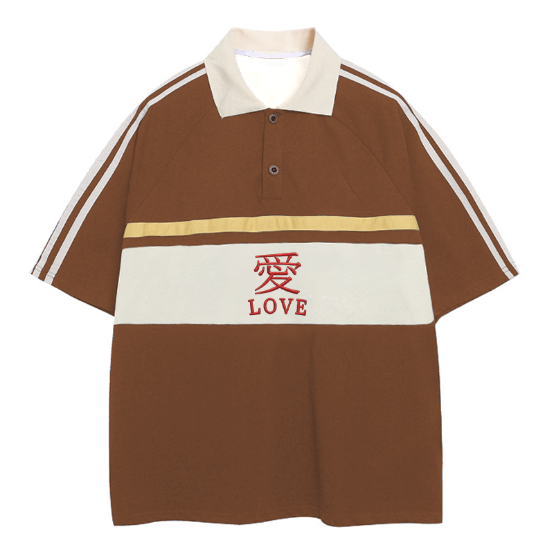 Modecanvas Love Kanji Polo Embroidered T-Shirt