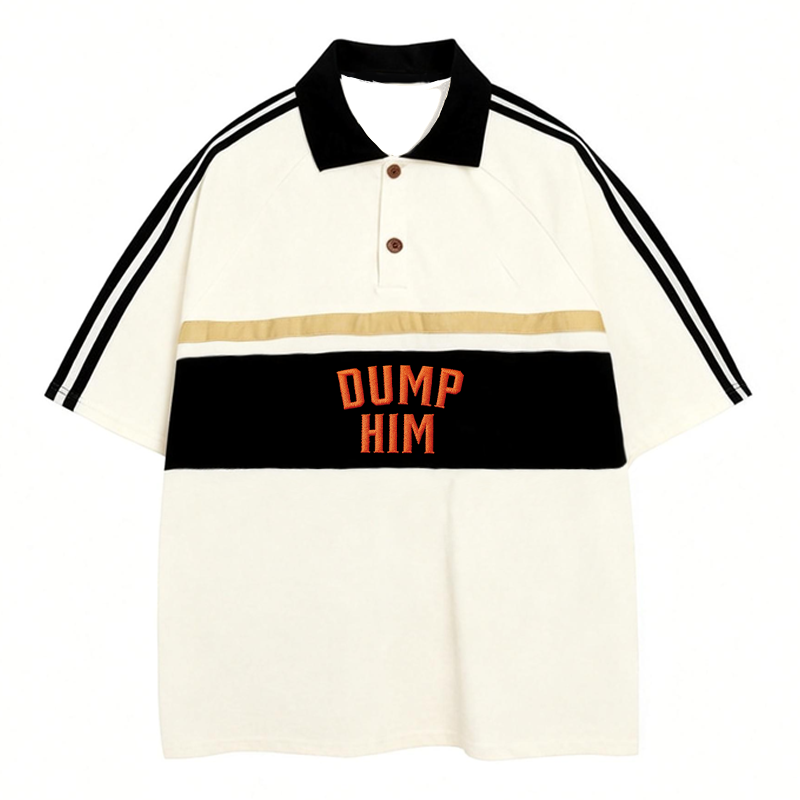 Modecanvas Dump Him 90s Inspired Polo Embroidered T-Shirt