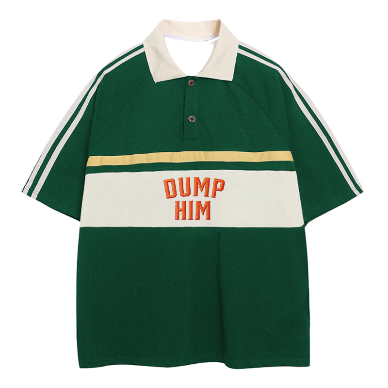 Modecanvas Dump Him 90s Inspired Polo Embroidered T-Shirt