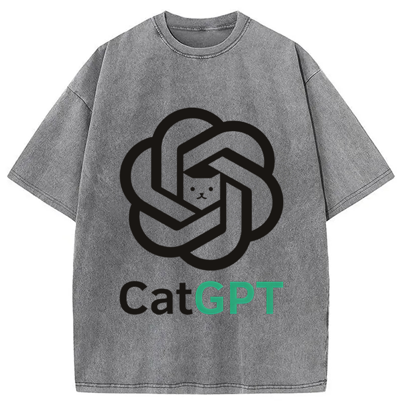 Modecanvas CatGPT DTG Printing Washed T-Shirt