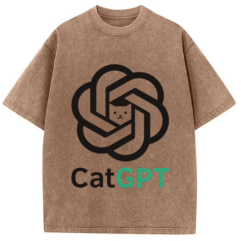 Modecanvas CatGPT DTG Printing Washed T-Shirt