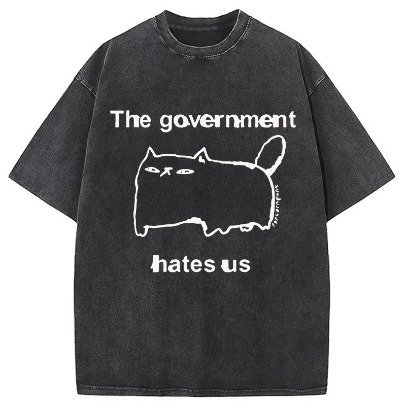Modecanvas The Government Hates Us DTG Printing Washed T-Shirt