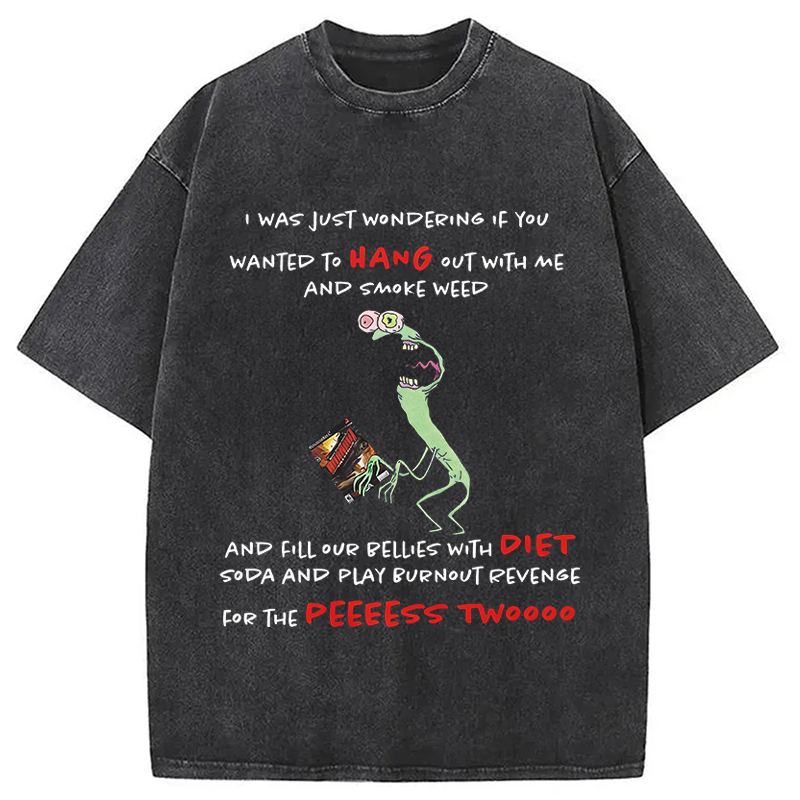 Modecanvas Mr. Landlord Smiling Friends I Was Just Wondering DTG Printing Washed T-Shirt