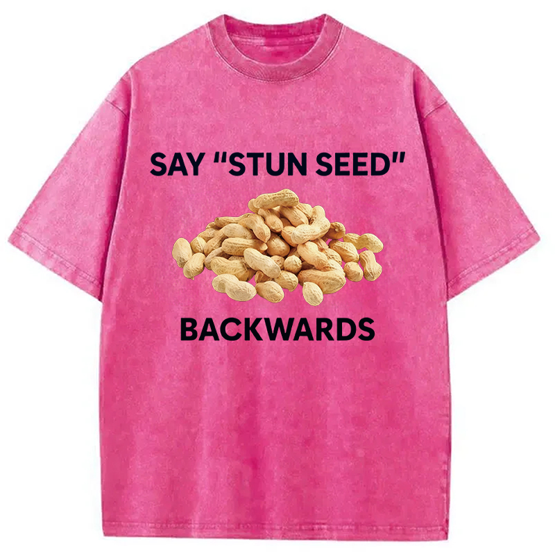Modecanvas Say Stun Seed Backwards DTG Printing Washed T-Shirt