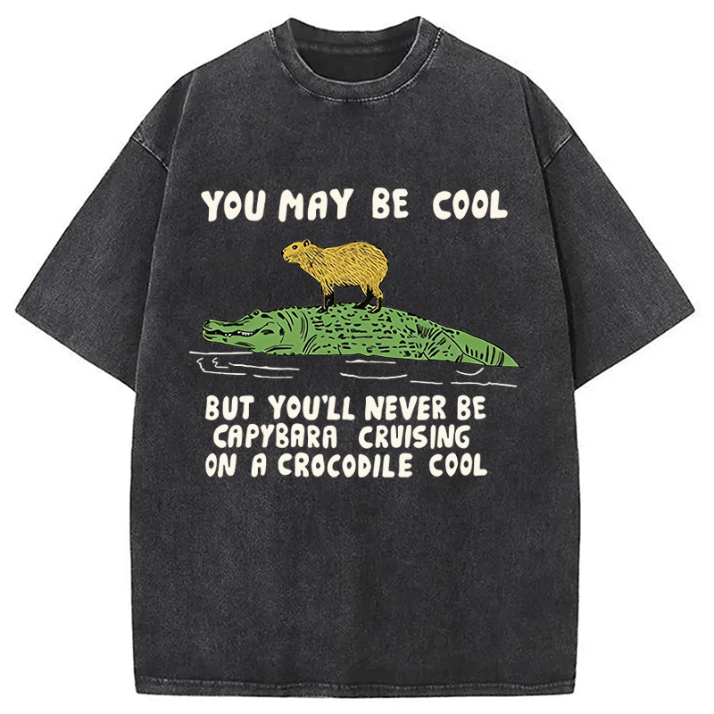 Modecanvas Cool Capybara Funny DTG Printing Washed T-Shirt