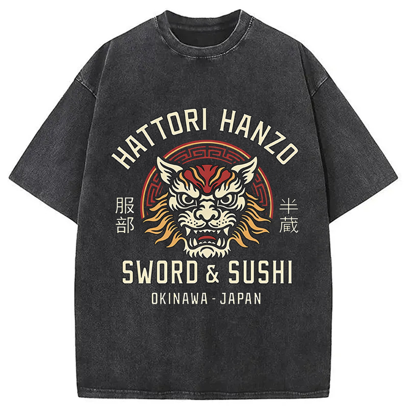 Modecanvas Hattori Lion DTG Printing Washed T-Shirt