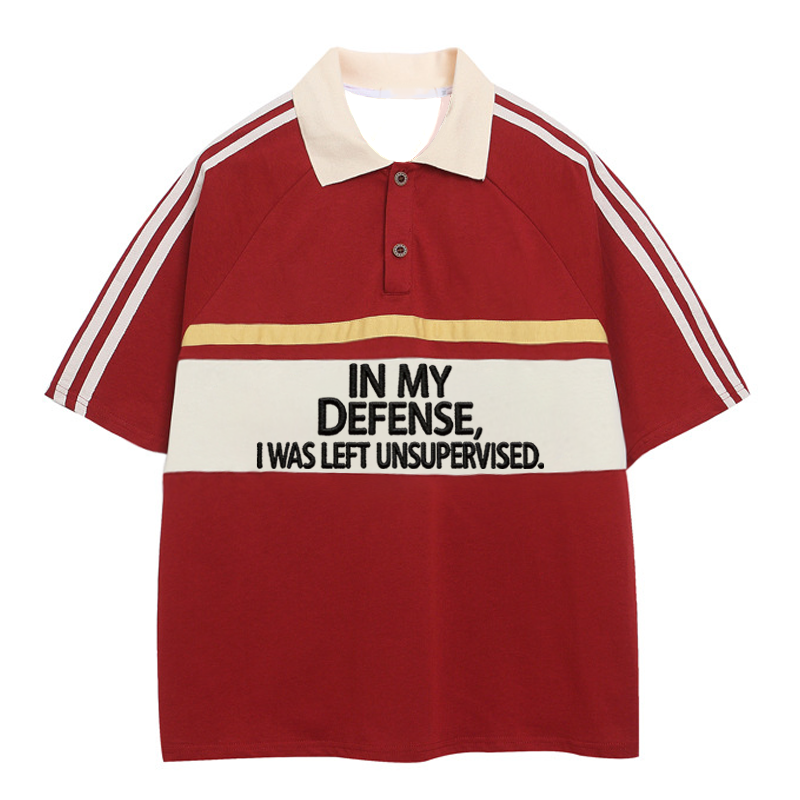 Modecanvas In My Defense Polo Embroidered T-Shirt
