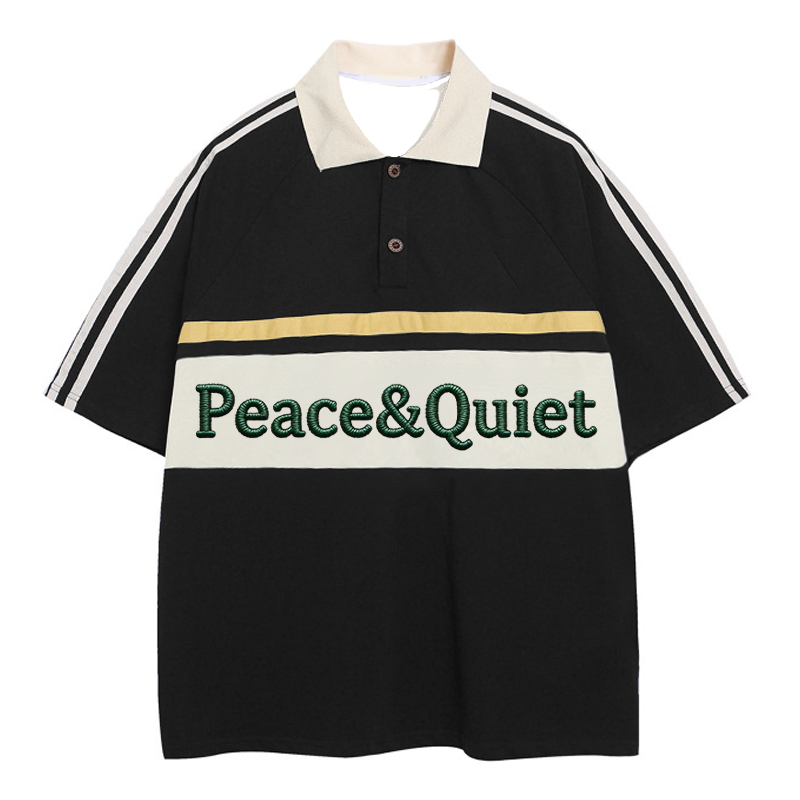 Modecanvas Peace & Quiet Polo Embroidered T-Shirt