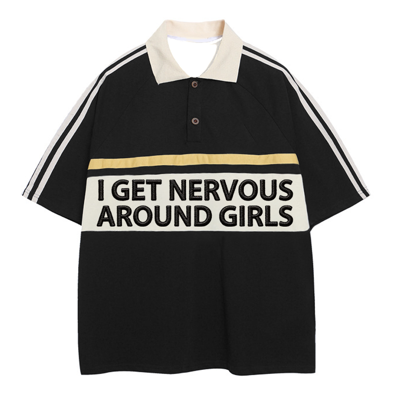 Modecanvas I Get Nnerves Polo Embroidered T-Shirt
