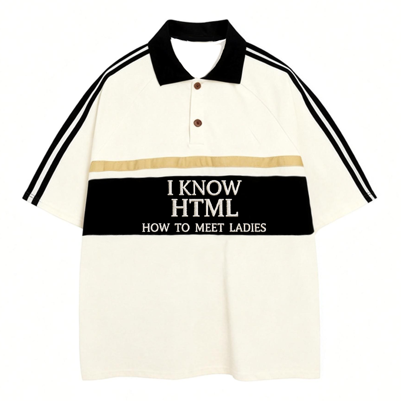 Modecanvas I Know HTML Polo Embroidered T-Shirt