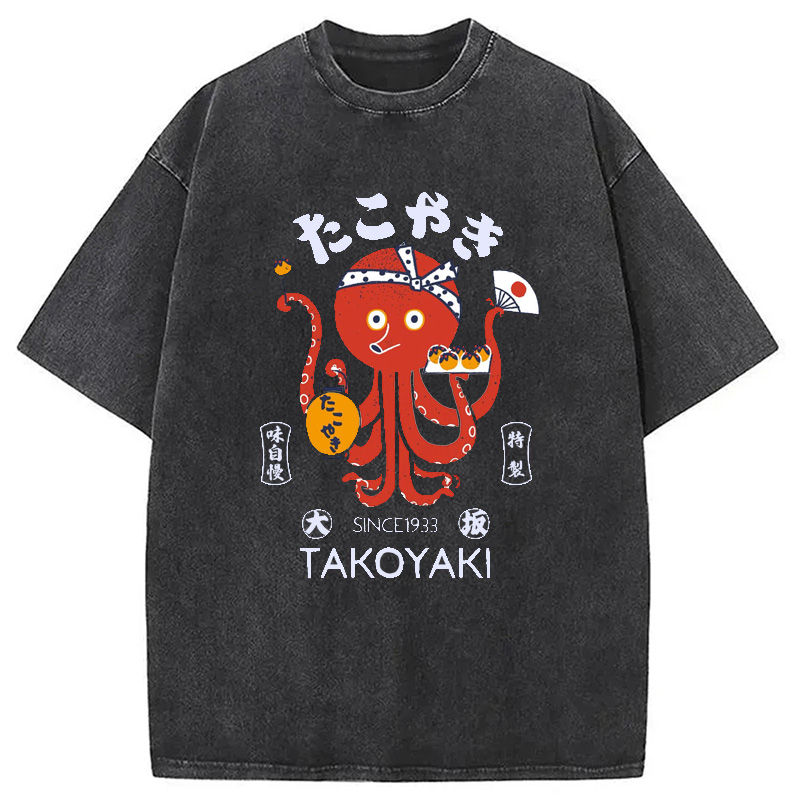 Modecanvas Tokoyaki Octopus Japanese Washed T-Shirt