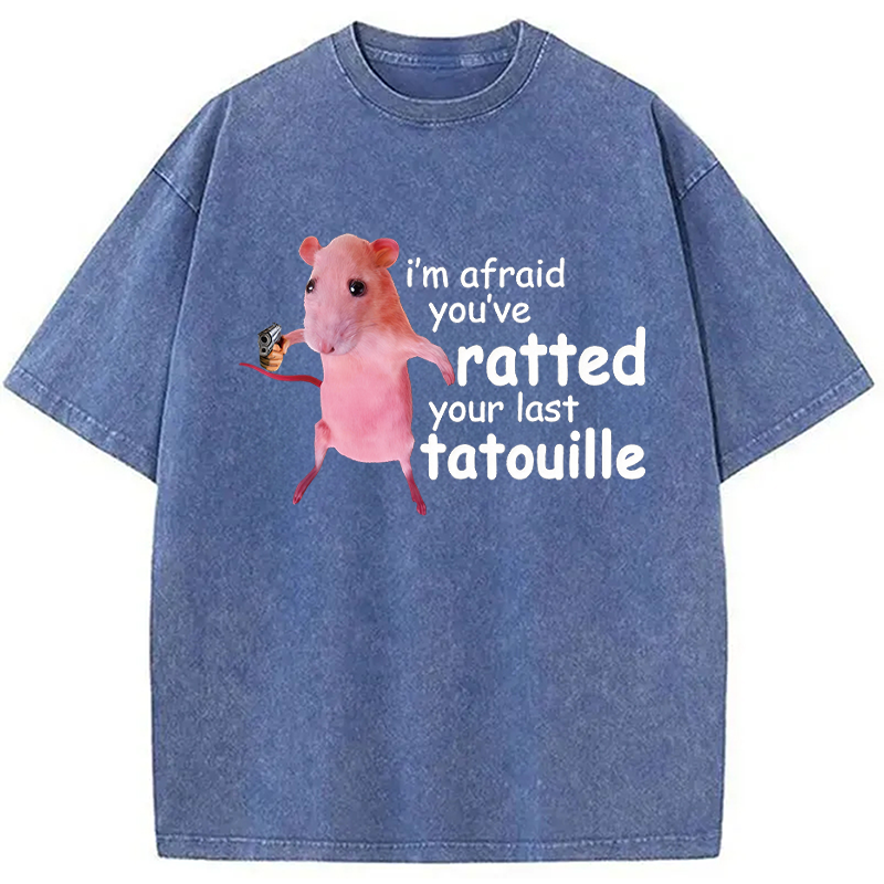Modecanvas Funny Pink Rat Meme Washed T-Shirt-modecanvas