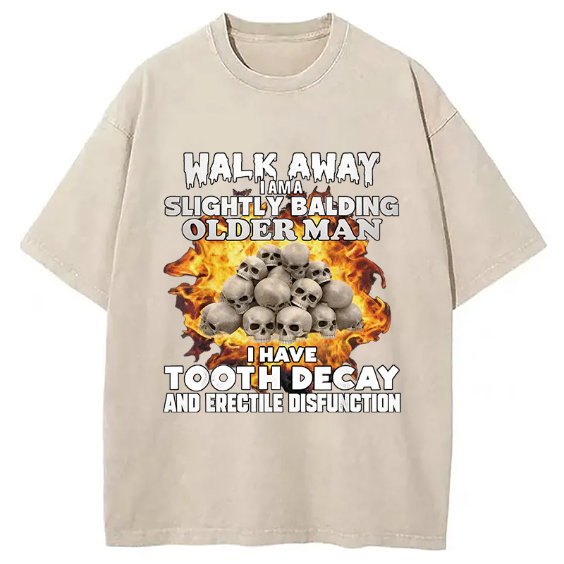 Modecanvas Walk Away Funny Skeleton Meme DTG Printing Washed T-Shirt-modecanvas