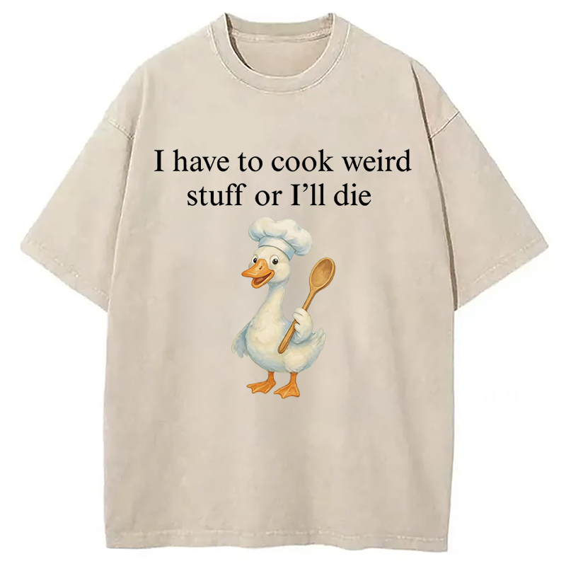 Modecanvas Silly Goose Baker Funny Cooking Meme DTG Printing Washed T-Shirt-modecanvas