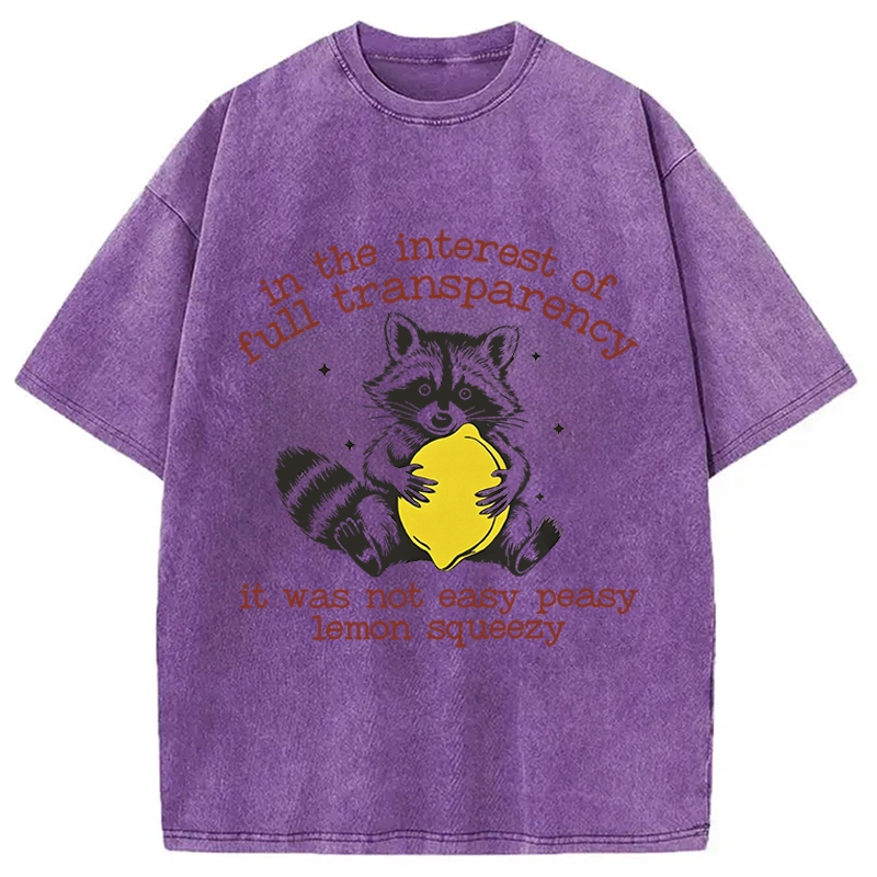 Modecanvas Racoon Lemon Squeezy DTG Printing Washed T-Shirt-modecanvas