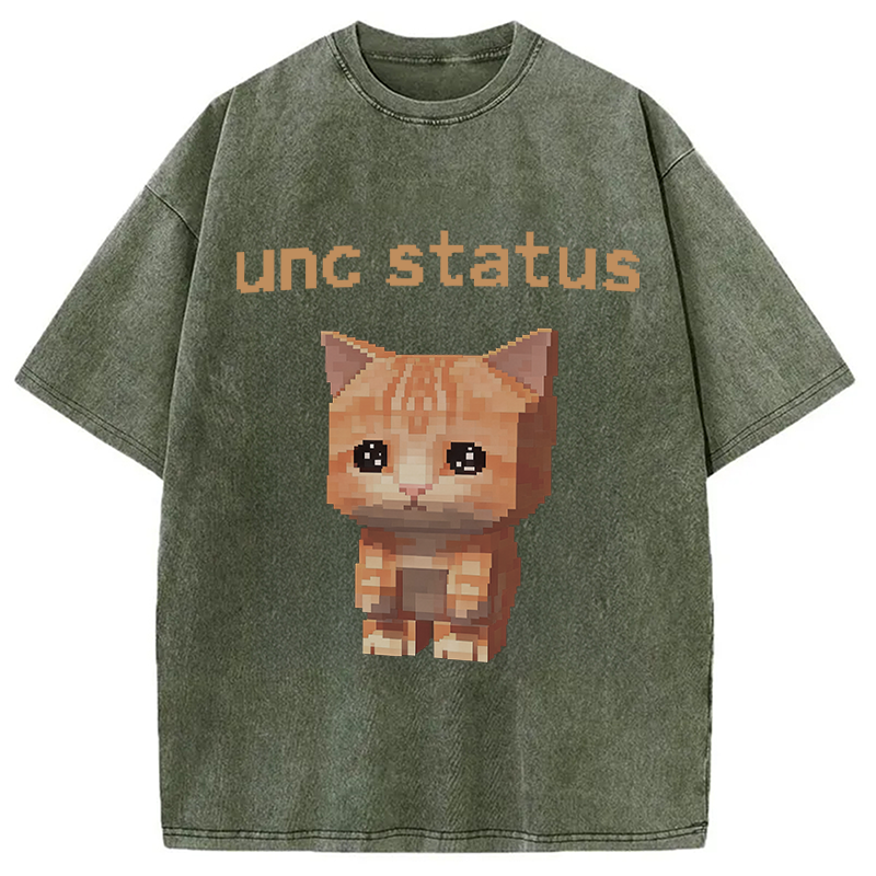 Modecanvas Unc Status Cat DTG Printing Washed T-Shirt-modecanvas