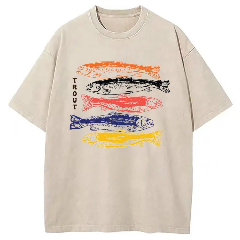Modecanvas Japanese Trout Fish Washed T-Shirt