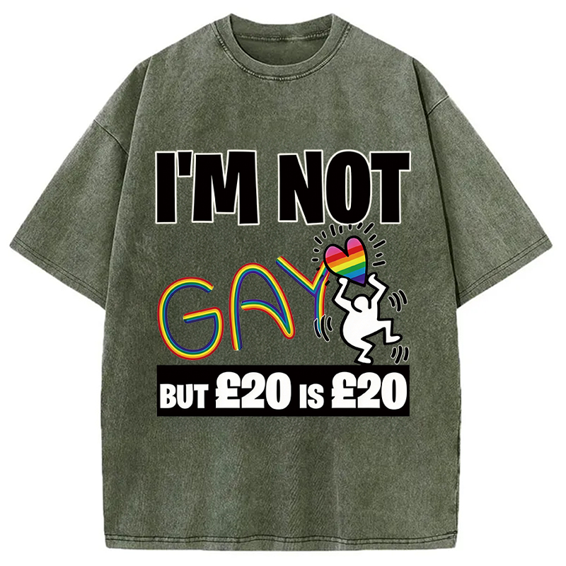 Modecanvas 20 Is 20 Heart Rainb DTG Printing Washed T-Shirt-modecanvas