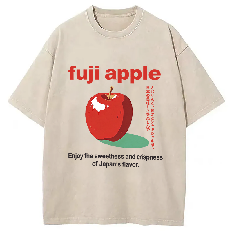 Modecanvas Japan Fuji Apple DTG Printing Washed T-Shirt-modecanvas