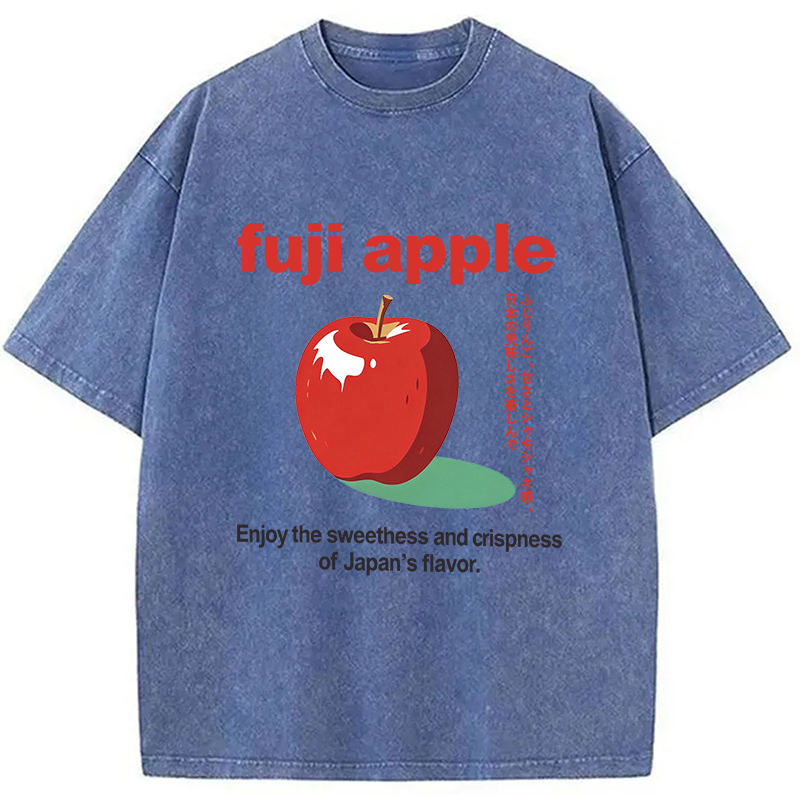 Modecanvas Japan Fuji Apple DTG Printing Washed T-Shirt-modecanvas