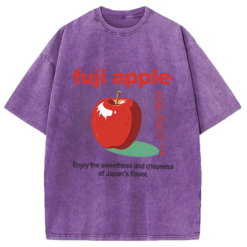 Modecanvas Japan Fuji Apple DTG Printing Washed T-Shirt-modecanvas