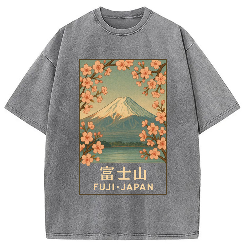Modecanvas Sakura Fuji Japan Washed T-Shirt