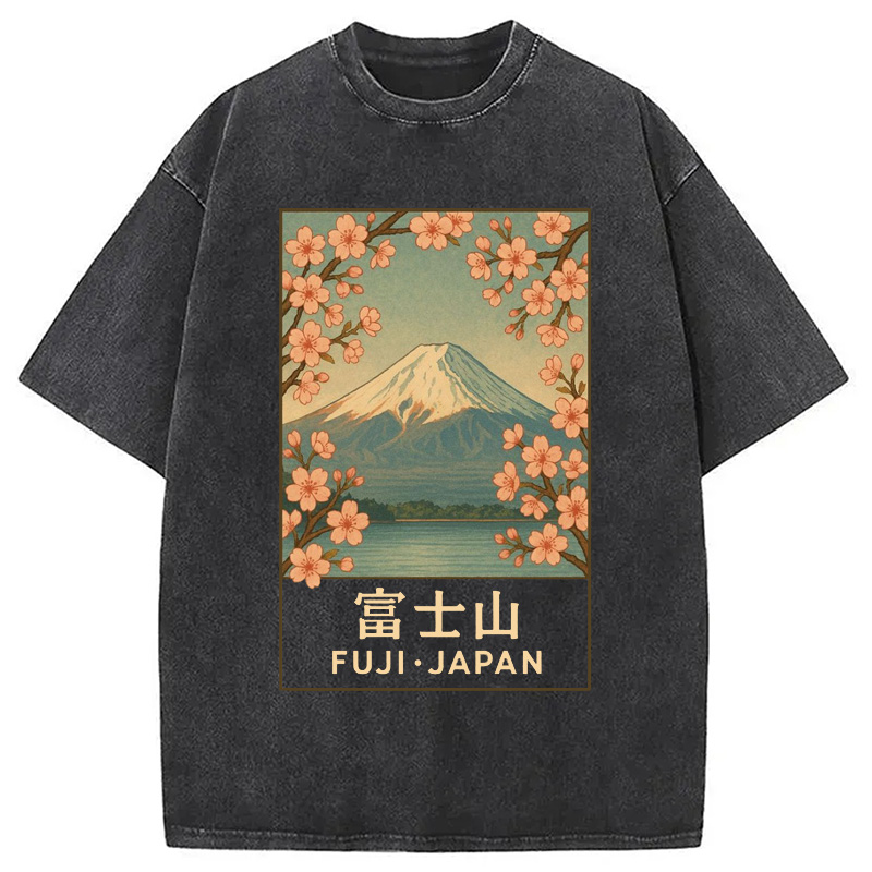 Modecanvas Sakura Fuji Japan Washed T-Shirt