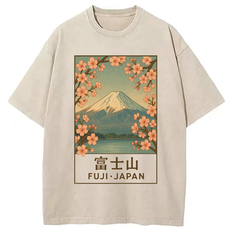 Modecanvas Sakura Fuji Japan Washed T-Shirt