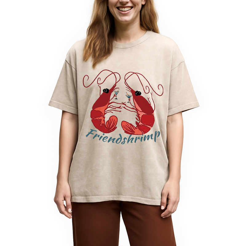 Modecanvas Friendshrimp DTG Printing Washed T-Shirt