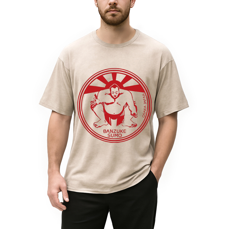 Modecanvas Sumo Wrestling DTG Printing Washed T-Shirt