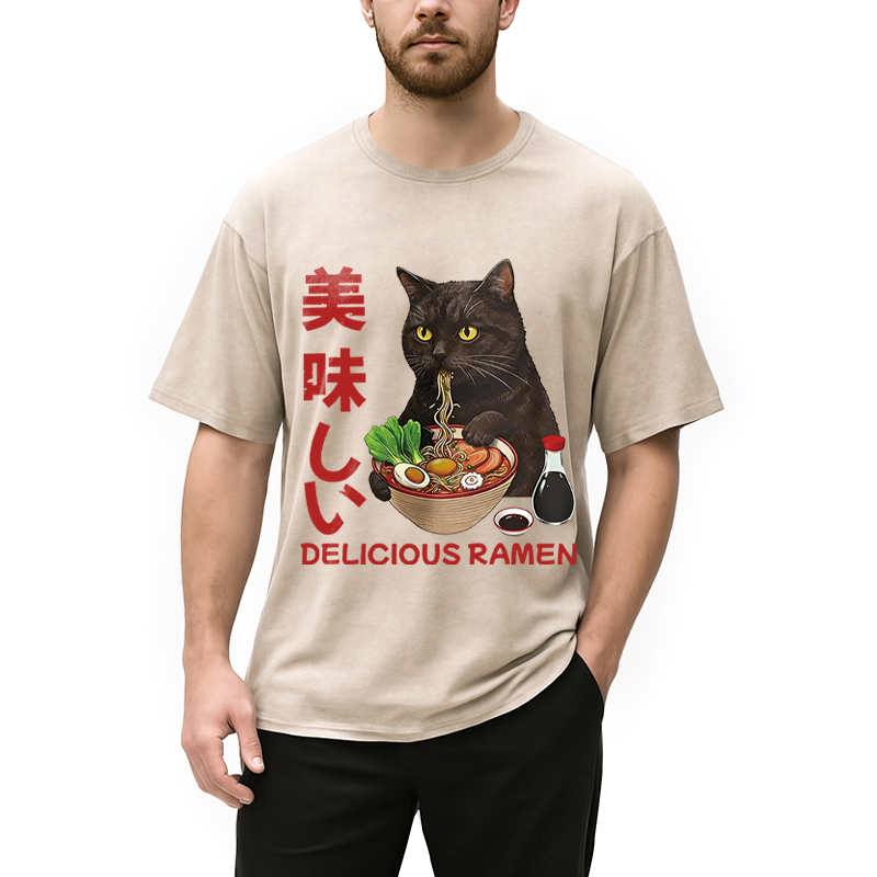 Modecanvas Delicious Ramen DTG Printing Washed T-Shirt