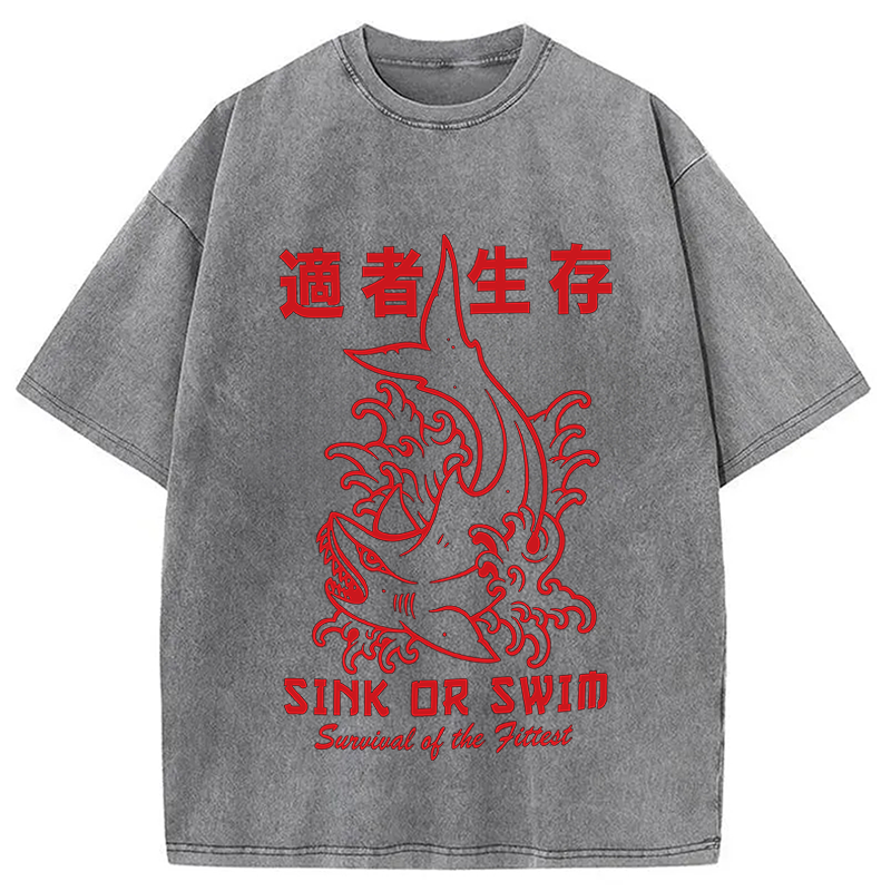 Modecanvas Sink Or Swim DTG Printing Washed T-Shirt