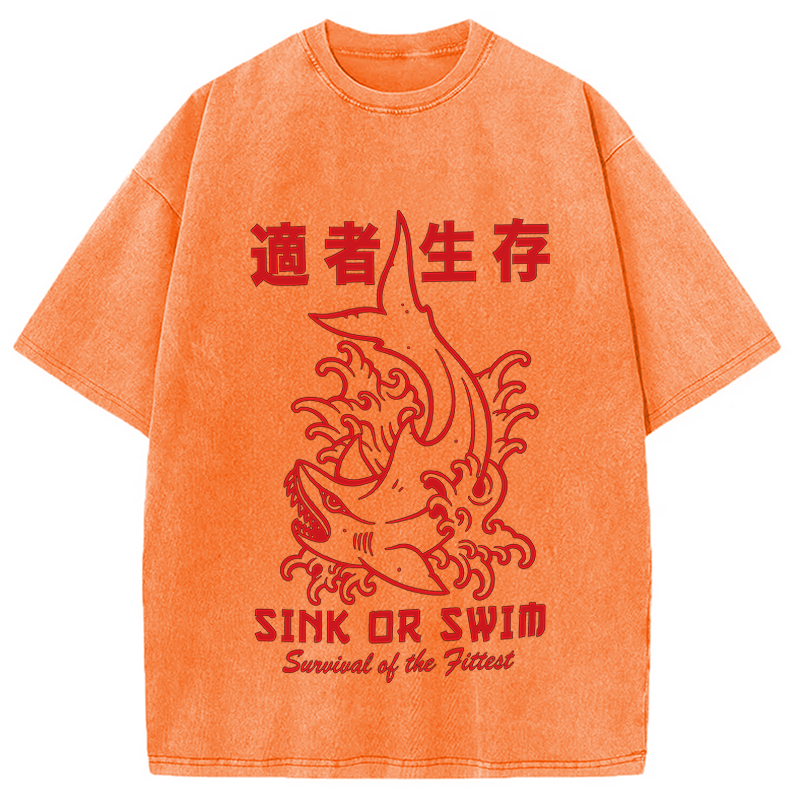 Modecanvas Sink Or Swim DTG Printing Washed T-Shirt