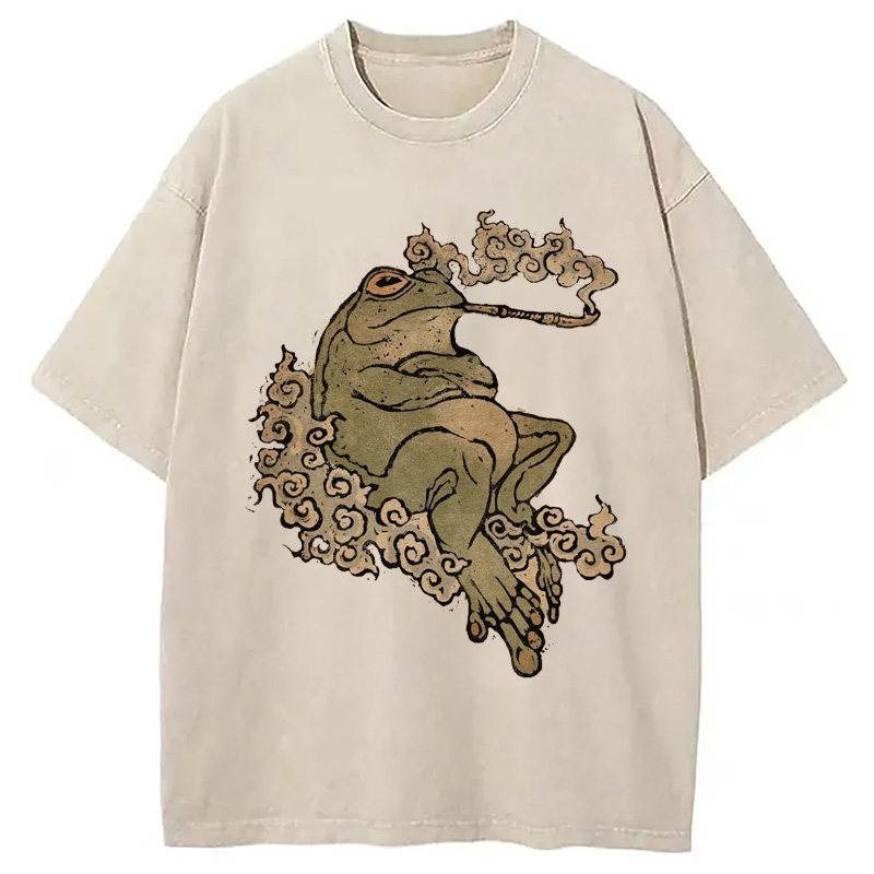 Modecanvas Self-Love Tattoo Frog Washed T-Shirt