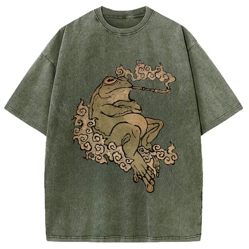 Modecanvas Self-Love Tattoo Frog Washed T-Shirt