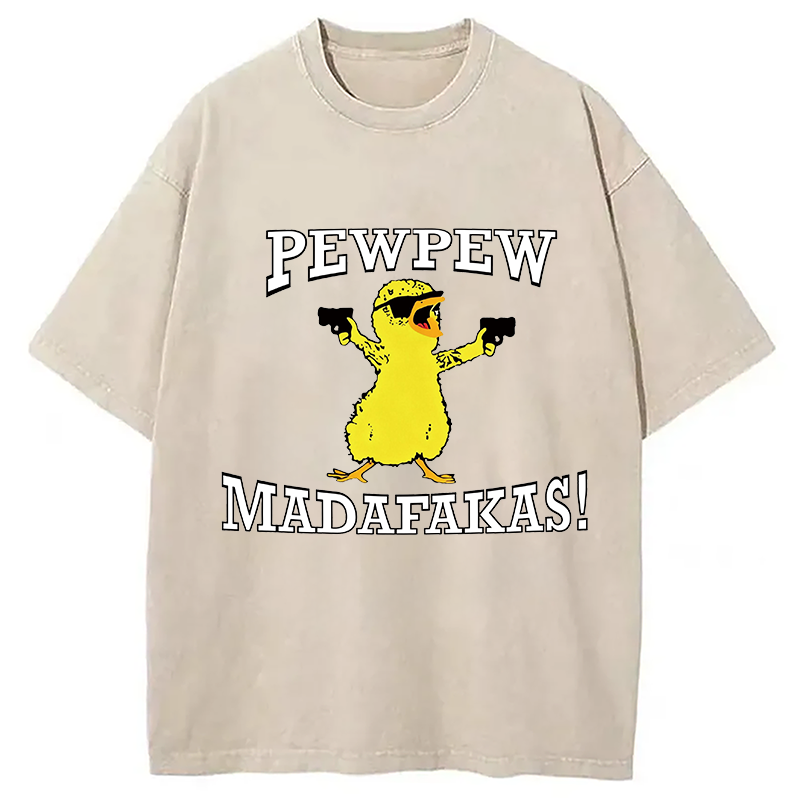 Modecanvas PEW PEW Duck DTG Printing Washed T-Shirt